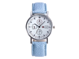 Reloj De Pulsera De Cuarzo Zhoulianfa Con Correa De Pu Para Hombre Y Mujer Casual Fashion (azul Claro)
