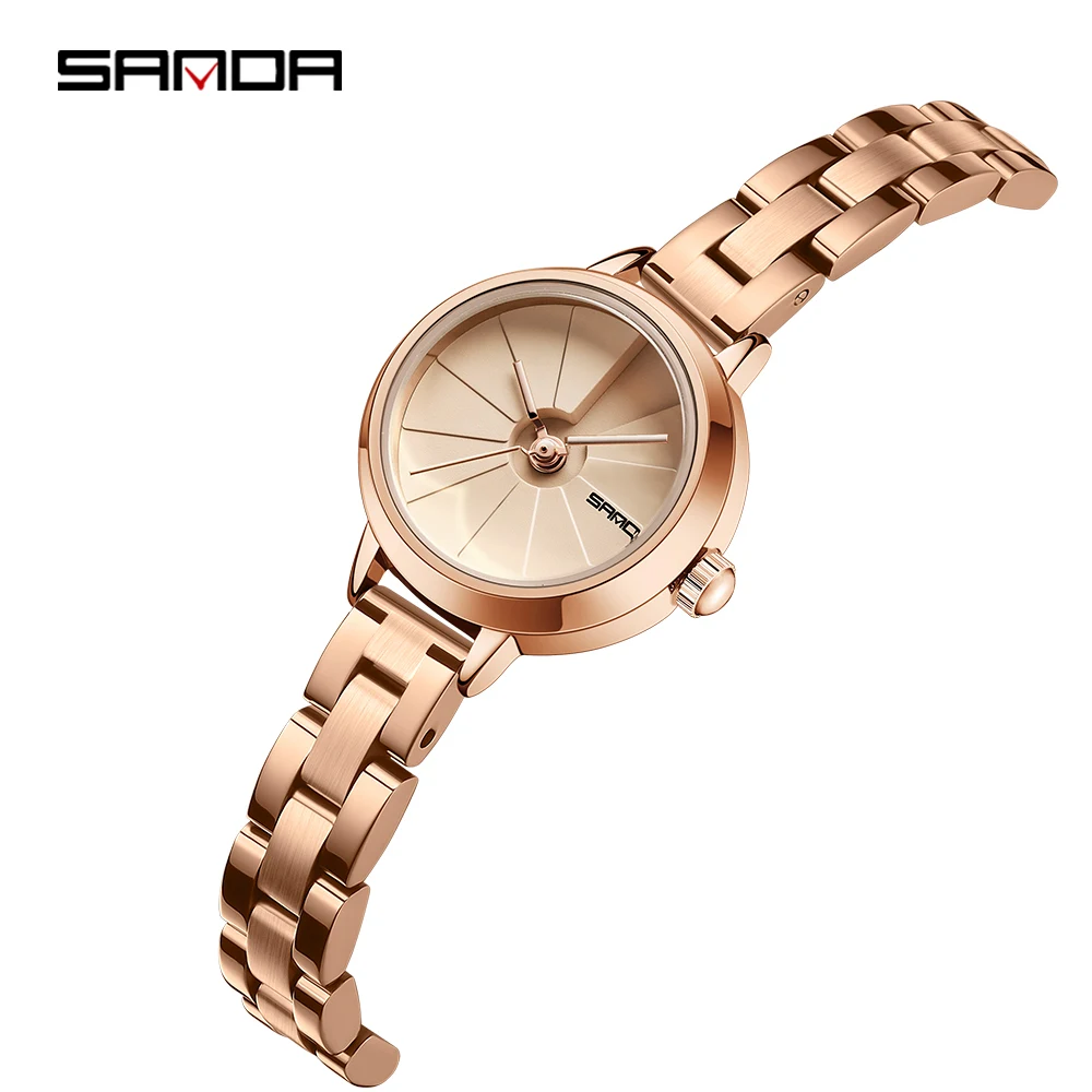 (dourado) Relógio Feminino De Quartzo Moderno Com Pulseira Simples E Criativa, Pulseira De Malha Compacta E Versátil.