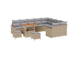 Conjunto 12 Conjunto De Móveis De Jardim Vidaxl Bege Vime Pe (288,5 X 234 X 85 Cm)