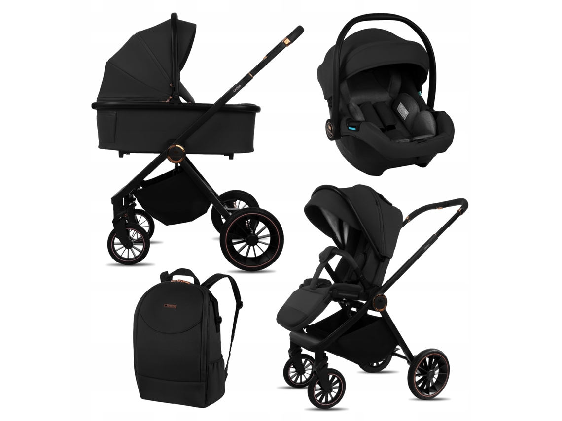 Babylux® Carrinho De Bebé 3em1 Castor, Conjunto De Carrinho Leve E Dobrável Que Inclui Alcofa, Cadeira De Passeio, Porta-bebés, Bolsa Para Mudança