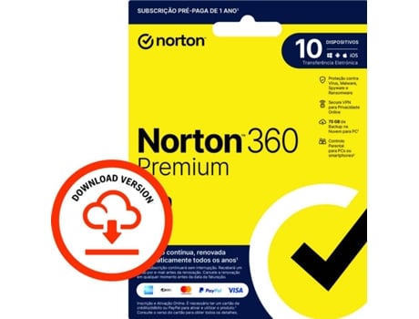 Software NORTON 360 Premium (10 Dispositivos - 1 Ano - Smartphone, PC e Tablet - Formato Digital)