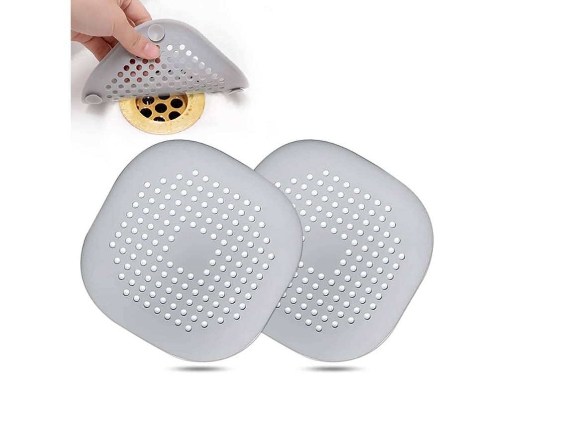 Conjunto De 2 Tampas De Silicone Para Ralo(cinza, Aproximadamente 14 X 14 Cm)