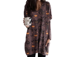 Laxiscreed Roupa De Dormir Feminina Tall Com Manga Longa, Vestido-túnica Com Bolsos E Gola, Estilo Halloween Xl