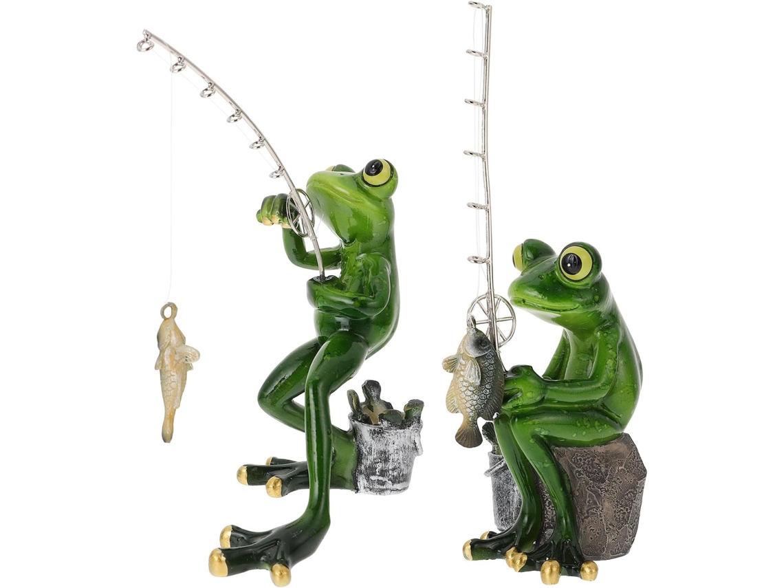 2 Estatuetas Decorativas de Anjos e Sapos para Jardim, Feitas de Resina Verde,s Às Intempéries e Leves, para Uso CHABERLU