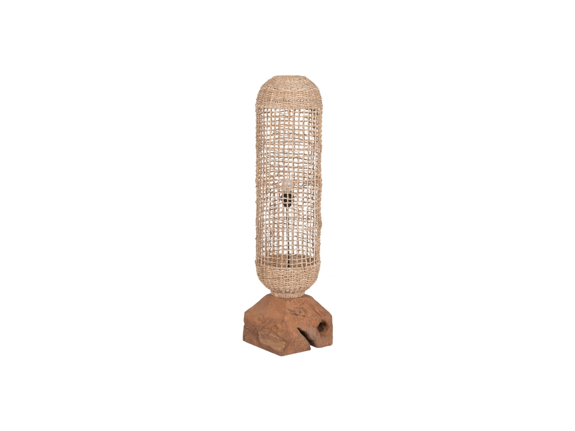 Luminária de Chão Artesanal em Fibra de Teca, 25x25x108cm ALEXANDRA HOUSE LIVING