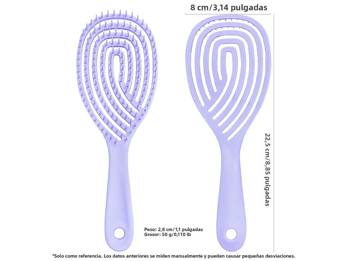 Pente Oco De Plástico (roxo), Adequado Para Uso Em Cabelos Secos E Molhados, Antiestático E Antiemaranhamento.