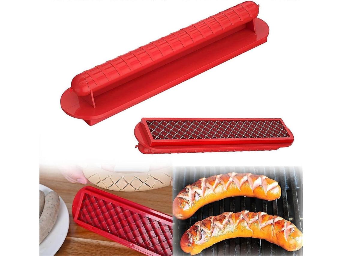 Cortador Multifuncional de Salsichas e Presunto com Lâmina de Aço Inoxidável 304 e Cabo Ergonômico para Churrasco