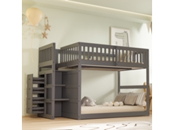 Cama De Berço Baixa 140x200 Cm Com Gaveta Design Grade Alto Cinza
