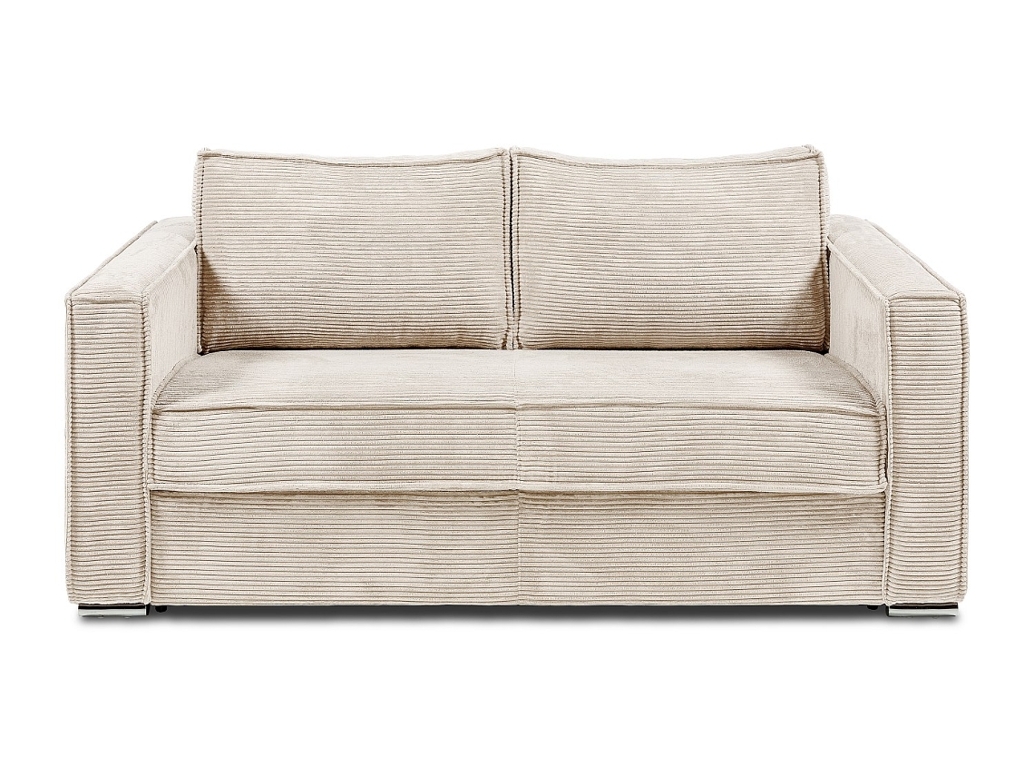 Sofá-cama de 3 lugares com abertura italiana em veludo cotelê bege Base de ripas de 140 cm de largura Colchão de 18 cm Loreto VENTE-UNIQUE.PT