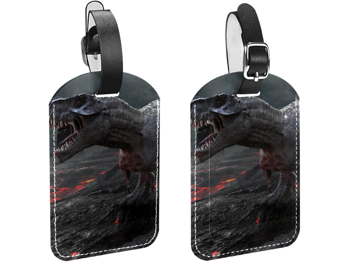 Conjunto De 2 Etiquetas Identificação 3d Dinossauro Tiranossauro Rex Bolsas, Malas, Mochilas E Bagagens Com Alça De