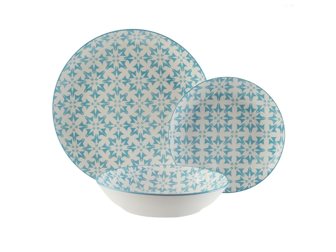 Conjunto de Louça Versa Herald Azul Porcelana 18 Peças