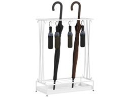 Suporte para Guarda chuva retangular com 24 ganchos, bandeja recolhedora de gotas, 50x24x68 cm, branco, S/MARCA