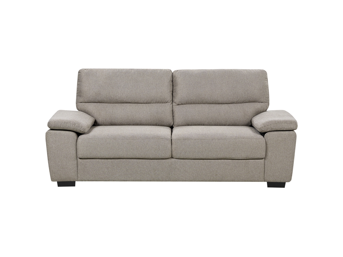 Sofá de 3 Lugares BELIANI Vogar de Tecido Castanho Claro 195x74x90