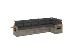 Conjunto de 6 Sofás de Jardim com Almofadões Vime Cinzento MAISON EXCLUSIVE (80x200 cm)