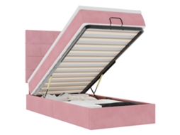Estrutura de Cama Otomana com Colchões 80x200 cm em Veludo Rosa MAISON EXCLUSIVE