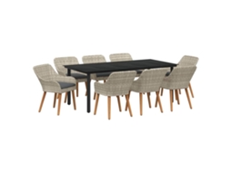 Maison Exclusive - Conjunto De Jantar Para Jardim 9 Pcs Cinzento-claro Vime Pe