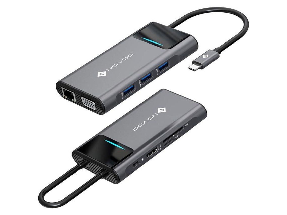 Hub Usb C Novoo Nvhubsn09plx Euvc 9 Em 1 4k Hdmi Carregamento Rápido 100 W Brilvibera