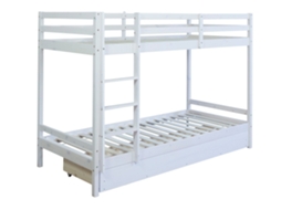 Beliche Infantil com Estrado de Lâminas e Gaveta de Arrumação 90X200 Cm em Madeira Branca Lit06099 MOBIKASA