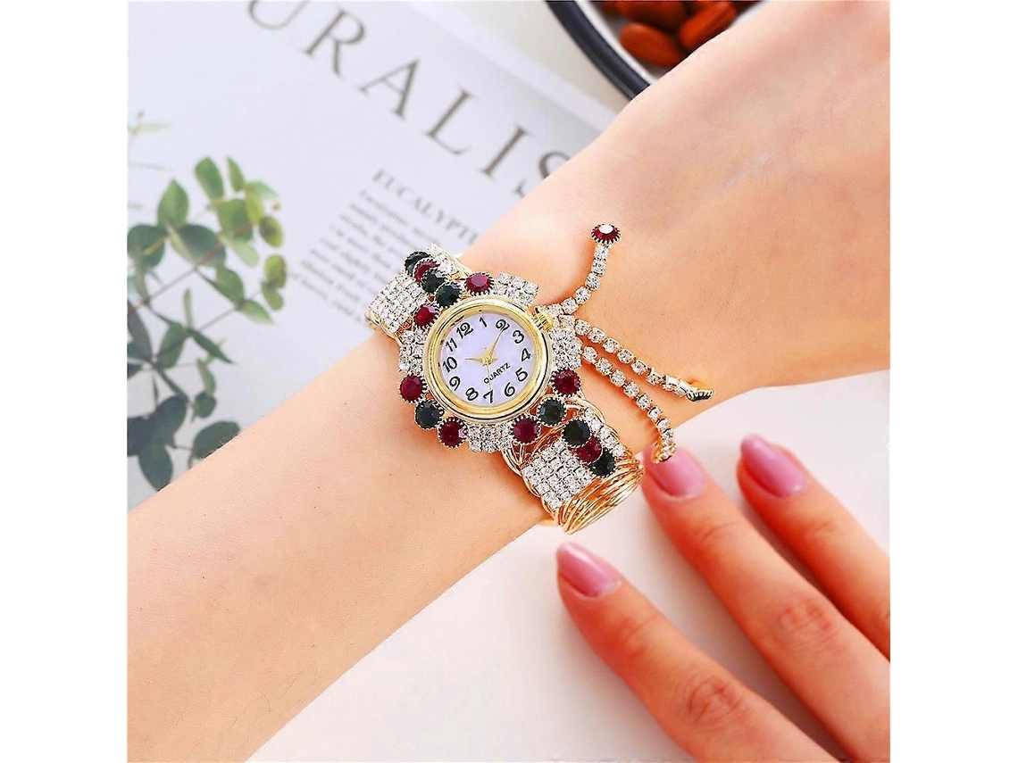 Relógio De Pulso Feminino, Relógio De Quartzo, Relógio Com Personalidade E Estilo Arrojado Com Pingente De Diamantes.