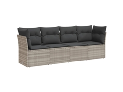 Conjunto de 4 Sofás Jardim com Almofadões Vime Pe Cinzento Claro MAISON EXCLUSIVE (4 pcs)