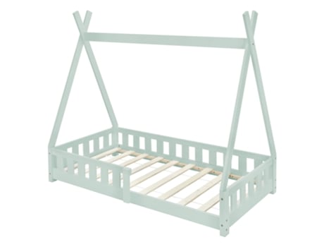 Berço com Protecção Anti-Queda e Estrutura de Ripas 80x160 cm de Hortelã Feito de Madeira de Pinho ML-DESIGN