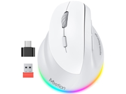 Rato Ergonómico Sem Fios, Recarregável, Com Bluetooth E Usb A, Com Adaptador Usb C E 4 Níveis De Dpi Ajustáveis Branco Bestvite (5.2 3.0)