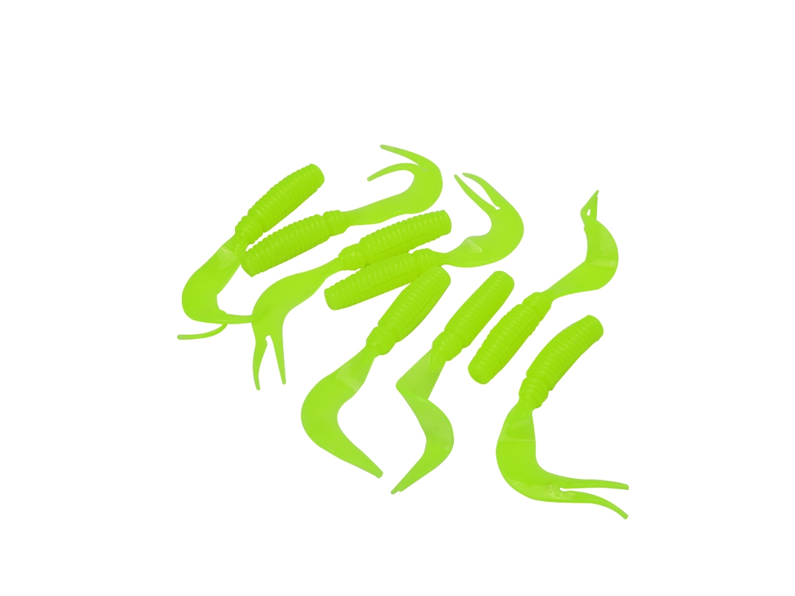 Double-tailed Grub (simulation Bait Soft Lure) 3.3g 75mm 8 Pieces Per Pack (6 Fluorescent Yellow)