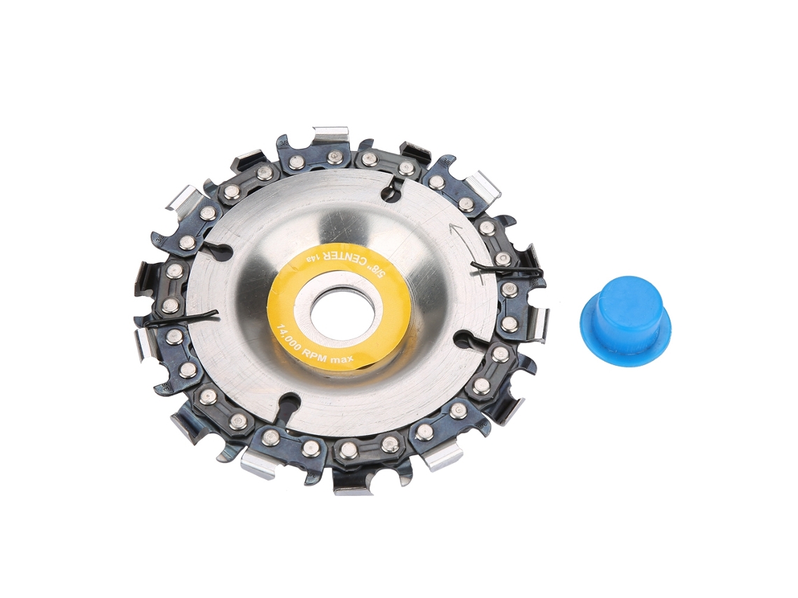 Disco de corrente de 4" com 14 dentes para esmerilhadeira angular de 100/115 mm para trabalhos em madeira.