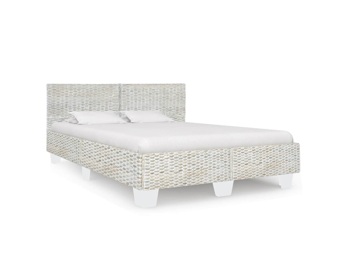 Vidaxl Estrutura De Cama 140x200 Cm Vime Genuíno Cinzento