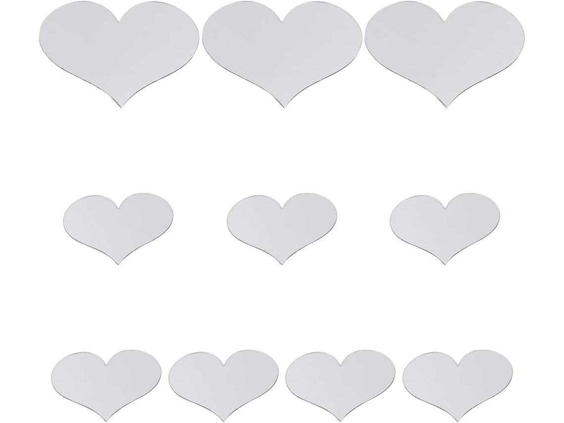 20 Adesivos De Parede Espelhados Em Formato De Coração Para Decoração Diy Em Acrílico