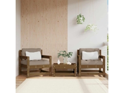 Vidaxl Cadeiras De Jardim C/ Almofadões 2pcs Pinho Maciço Castanho-mel