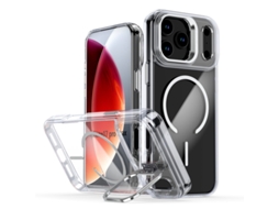 Capa Para Iphone 17 Pro Max Híbrido Suporte Magnético Branco Czhhmart