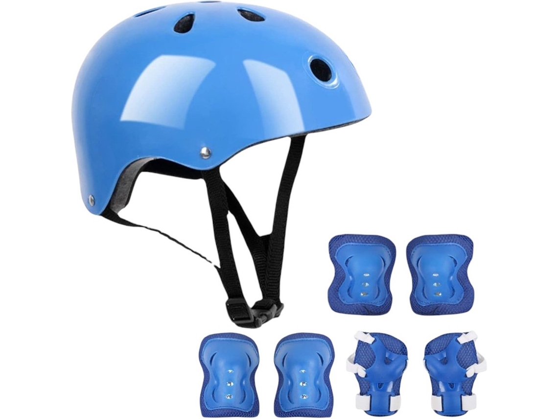 Conjunto de 7 Peças AQUAFORGE com Capacete e Joelheiras para Crianças, azul, 3-12 anos