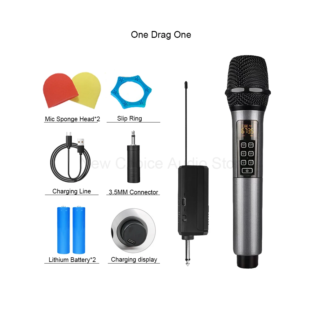 Microfone Sem Fio Multifuncional de Dois Canais Uhf MDUG