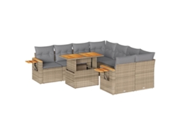 Conjunto de 9 Sofás Jardim com Almofadões Vime Pe/acácia Bege MAISON EXCLUSIVE