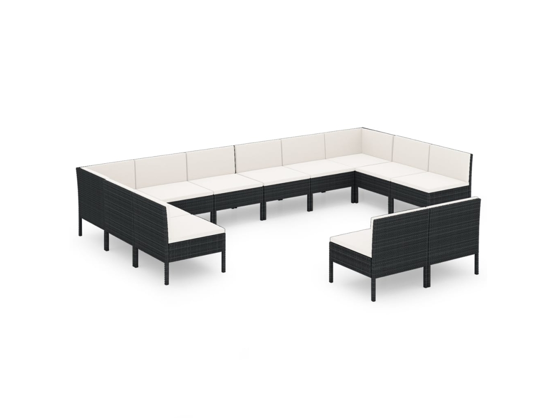 Garden Lounge Set, Garden Lounge Sets Vidaxl Preto Rattan / Vime (n/a)