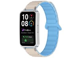 Bracelete para Huawei Band 10 / 9 / 8 Silicone Magnético Bicolor Branco Antigo, Névoa Azul XIAOMOYU