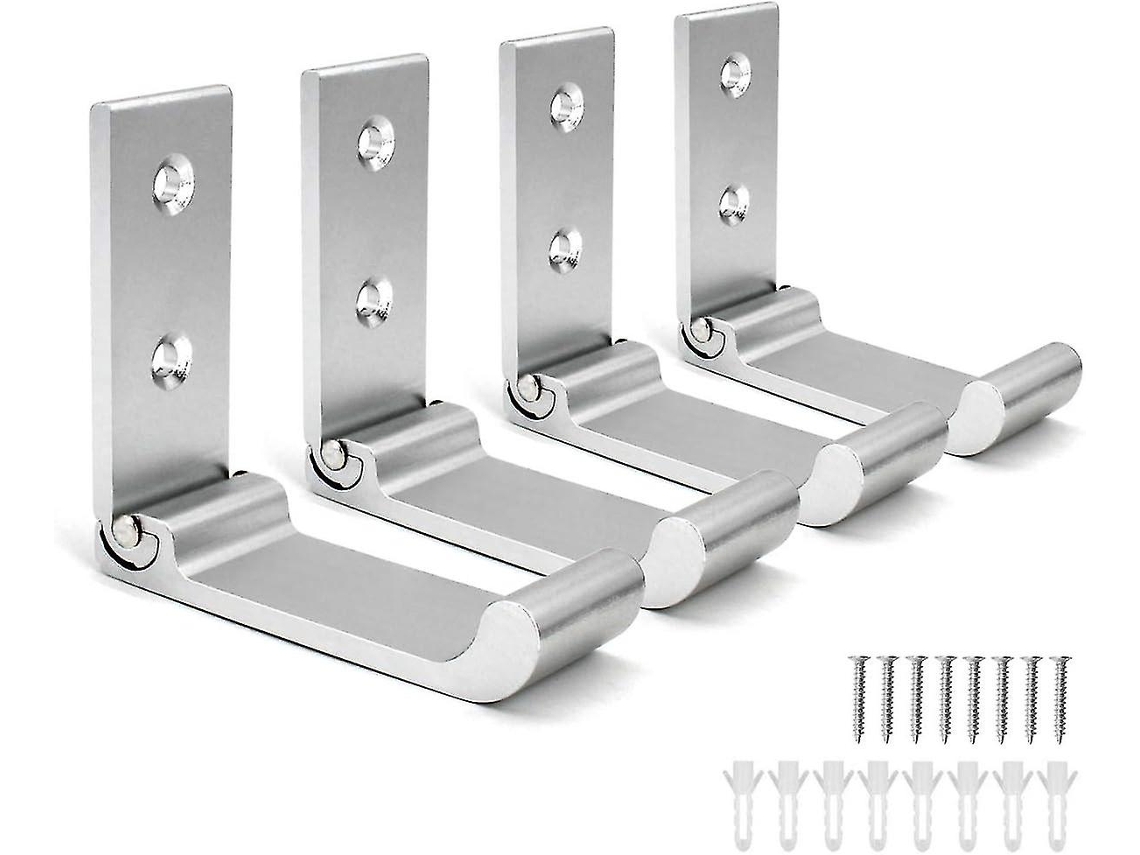 Omni 4 Ganchos de Pared de Aleación de Aluminio Plegables, Perchero Multifuncional Negro Sxq Plata