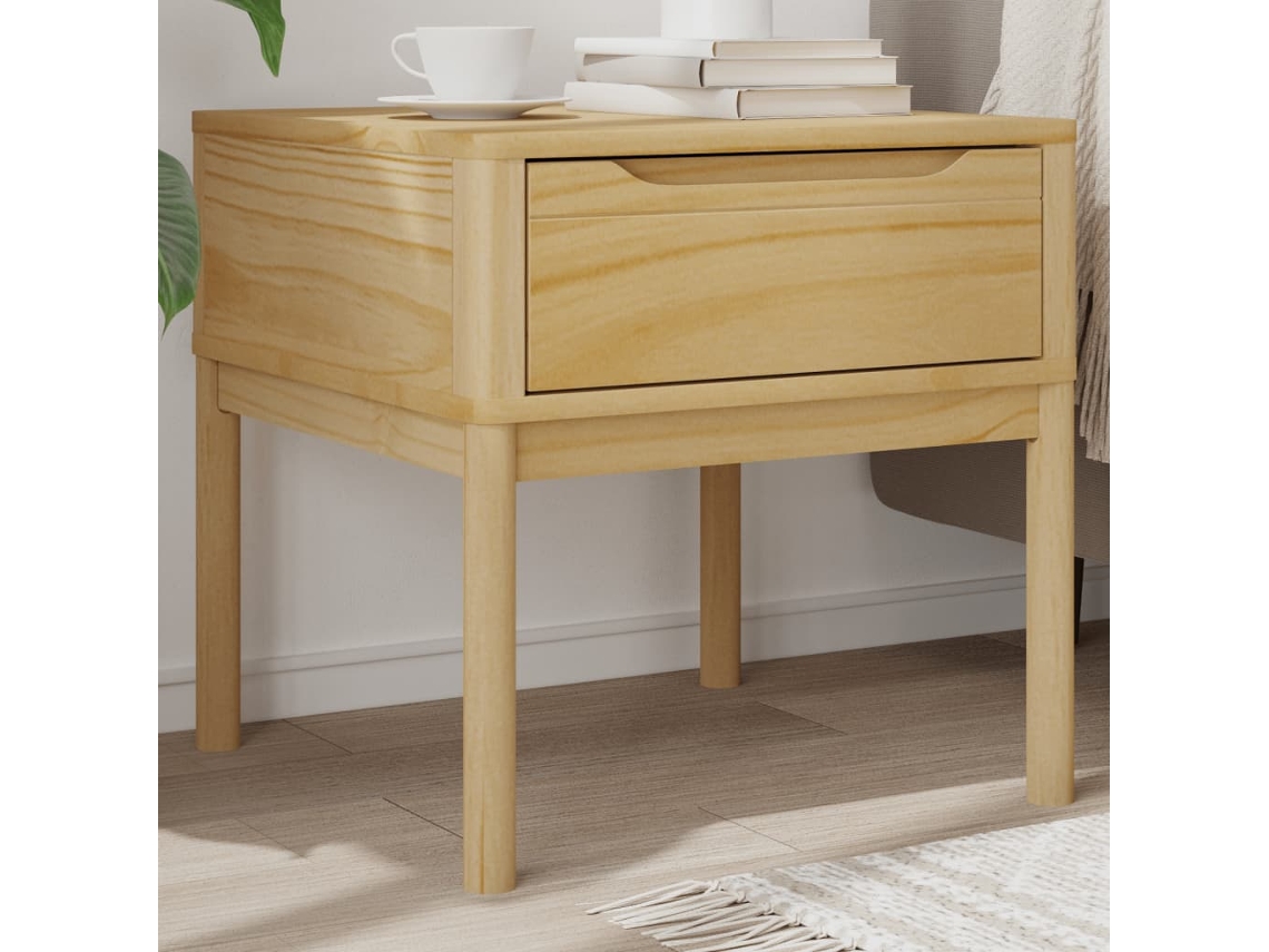 Vidaxl Mesa Para Candeeiro Floro 55x55x54 Cm Pinho Maciço Castanho Mel