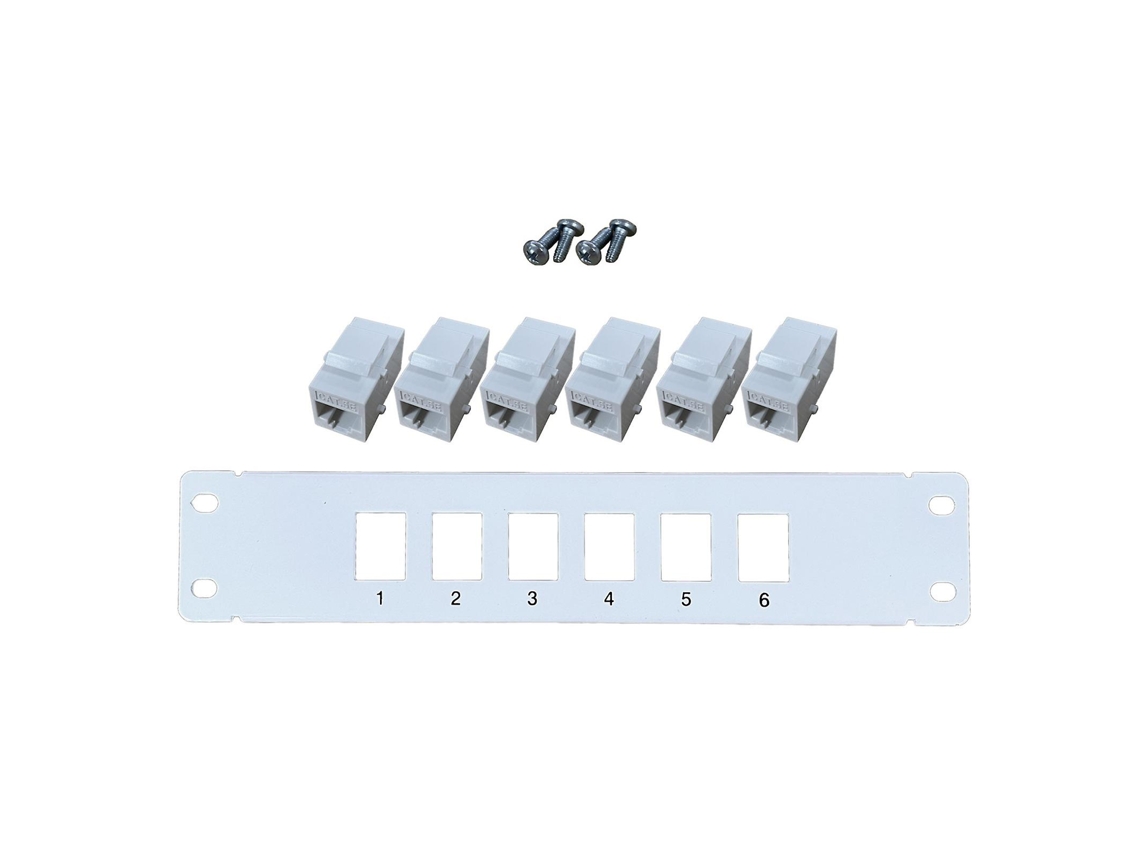 Painel de Remendo Ethernet Cat5E 6 Portas Rj45 para Parede e Montagem em Rack Módulo Keystone Jack ALLINLESS