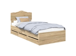 Estrutura de Cama com Gaveta MAISON EXCLUSIVE Carvalho Sonoma 75 X 190 cm