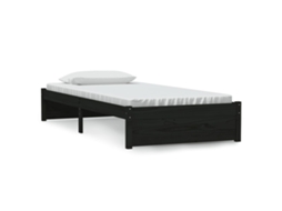 Estrutura de Cama Solteiro MAISON EXCLUSIVE em Madeira Maciça Preto (90x190 cm)