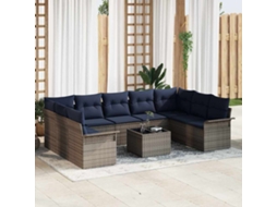 Vidaxl Conjunto De Sofá De Jardim 10 Unid. Cinzeto Vime Pe