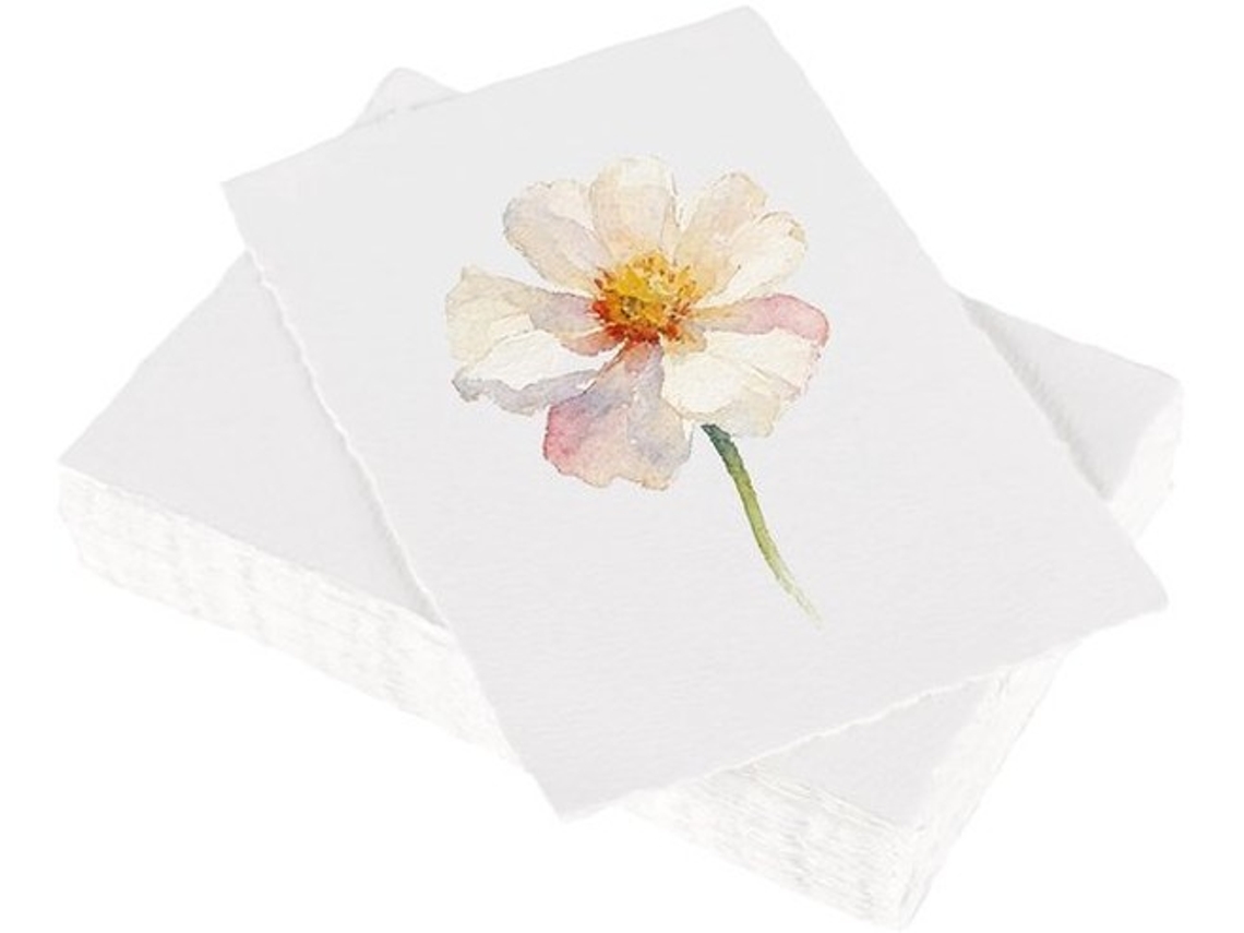 Papel De Aquarela 50 Folhas 300g/m² - Formato A6 15 X 10,3 Cm - Manualmente Espalhado - Apropriado Para Artistas - Papel De Estrutura - Borda Natural