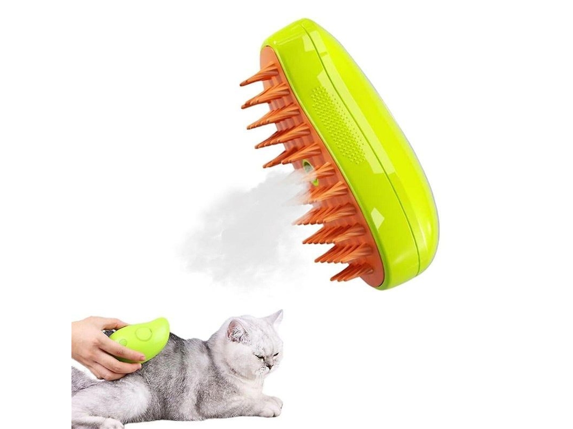 Escova a vapor Fasst 3 em 1 para gatos, autolimpante, macia, ideal para banho e higiene.