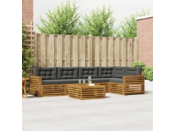 Vidaxl Conjunto De Sofás Para Exterior 6 Unid. Natural E Antracite