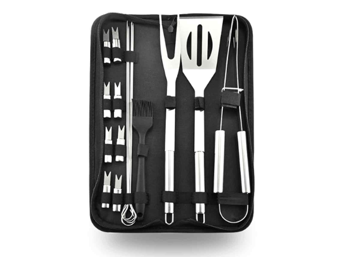 Conjunto De 16 Peças De Ferramentas Para Bbq, Em Aço Inox, Fácil De Limpar, Para Churrasqueira E Bbq