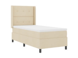 Conjunto 1 Cama Box Vidaxl Creme Tecido (90 X 190 Cm)