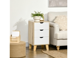 Cômoda Com 3 Gavetas E Base Elevada Para Quarto, Sala De Estar, Corredor, Estilo Moderno, 40x35x68,5 Cm, Natural
