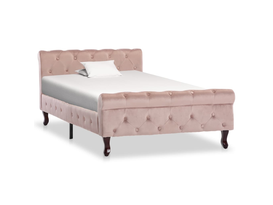 Bed Frame, Bed Frames Vidaxl Cor-de-rosa Veludo (100 X 200 Cm)